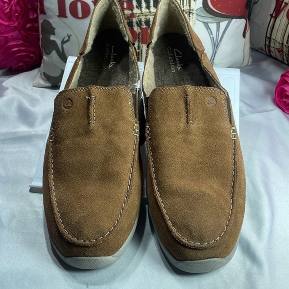 (C) Clarks Gorwin Step Men's Brown Suede‎ Casual Loafers Size 13 - Picture 3 of 11
